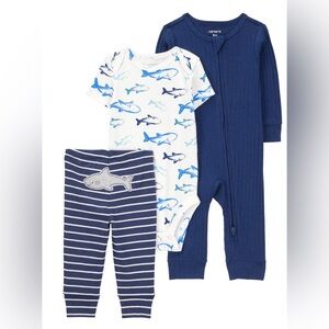 Carter’s 6 Month Baby Boys 3 Piece Outfit Set With Pants, Onesie & Coveralls NWT